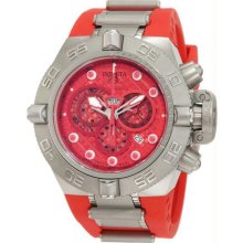 Men's Stainless Steel Subaqua Noma IV Diver Red Dial Chronograph Rubber Strap
