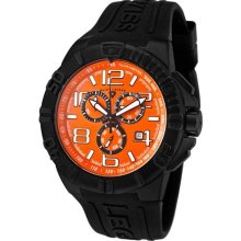 Men's Super Shield Chrono Black IP Case Orange Dial Black Silicon ...