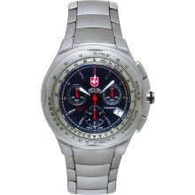 Mens Swiss Military Titanium Black Dial Chronograph Watch