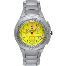 Mens Swiss Military Titanium Yellow Dial Chronograph Watch