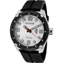 Men's Trendy Light Silver Textured Dial Black IP Bezel Black Sili ...