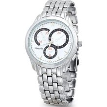 Mens White Silver Quartz Fashion Bracelet Wrist Watch ...