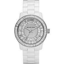 Michael Kors Baguette Crystal White Ceramic Ladies Watch MK5361