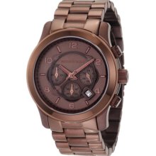Michael Kors Chronograph Mens Analog Round Watch Brown Steel Bracelet