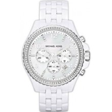 Michael Kors Chronograph White Crystal Bezel Ladies Watch MK5489