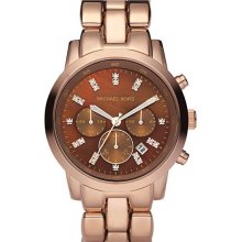 Michael Kors Ladies Rose Gold Stainless Steel Link Bracelet Quartz Chronograph MK5415