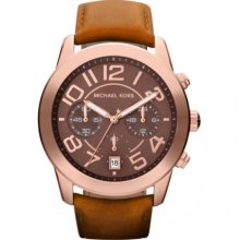 Michael Kors Mercer Chronograph Chocolate Dial Rose Gold-Tone Ladies Watch