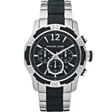 Michael Kors Mk8199 Oversized Silver / Black Chronograph Watch