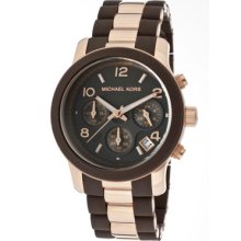 Michael Kors Watches Women's Chronograph Brown Dial Rose Gold Tone Ion