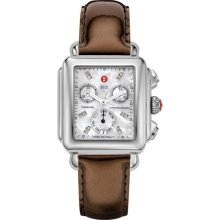 MICHELE Signature Deco Diamond Dial Espresso Patent Leather