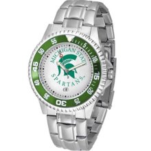 Michigan State Spartans MSU Mens Steel Bandwrist Watch