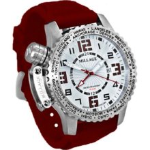 Millage Moscow Collection Men's Swiss Quartz GMT White Dial Silicone Strap Watch