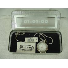 Millenium 01-01-00 Precision TimePiece Commorative Pocket Watch Metal Chain, C - Cream - Gun Metal