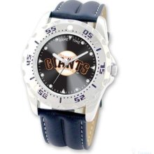 MLB Baseball Watches - Men's Stainless Steel San Francisco Giants Watch and Leather Band