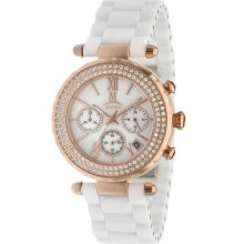 Momentus Ceramic White Gold Ion Swarovski Chronograph Women's Watch Tc126r-09cd