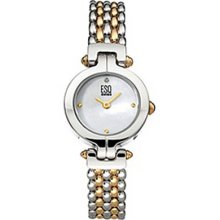 Movado Esq $295 Womens Two-tone Ss Swiss Watch, Mop Dial, Diamond 07101096