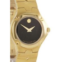 Movado Womens Sport Watch Black Goldtone New