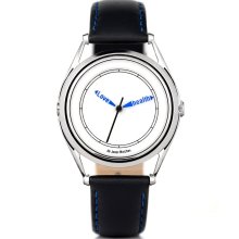 Mr Jones Watches Unisex Love Health Stainless Watch - Black Leather Strap - White Dial - 39-L5