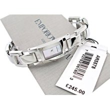 Msrp $295 Rare 100% Authentic Emporio Armani Silver Pearl Dial Watch Ar5578