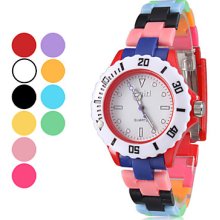 Multi-Colored Unisex Plastic Analog Quartz Wrist Watch