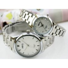 Nary Classic Stainless Steel Watch Waterproof Wrist Quartz Watch White Dial