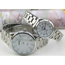 Nary Couple Watch Waterproof Stainless Steel Wristwatch Beautiful White Dial