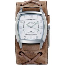 Nemesis Men's Signature Brown Leather Cuff Watch (Nemesis Men's Signature Stainless Steel Leather Cuff Watch)