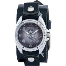 Nemesis Men's Skull and Crossbones Leather Band Watch (Leather)