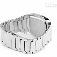 New 1pcs Fashion Unisex Blue Led Stainless Steel Digital Wrist Watch