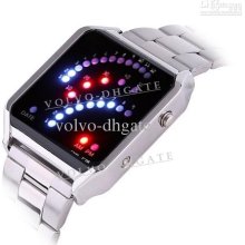 New Digital 29 Led Lady Men Sport Watch Silver Steel Band Ga64