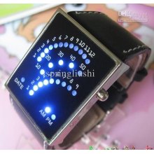 New Fashion Black Learther Red Blue Led Digital Watches Led Watch Wr