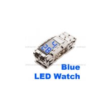 new mirror iron samurai lava style metal blue led watch digital fashio