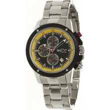Nice Italy Enzo Chrono Bracciale Mens Watch Black Dial; Yellow Markers - Nice Italy Watches