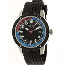 Nice Italy Mens Enzo Stainless Watch - Black Rubber Strap - Black Dial - NICW1058ENZ021015