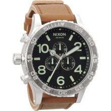 Nixon 51-30 Chrono Leather Watch - Black / Saddle