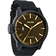 Nixon Chronicle Watch - Men's Matte Black/Orange Tint, One Size