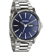 Nixon Mens The Sentry SS Sunray Stainless Watch - Silver Bracelet - Blue Dial - A356 1258