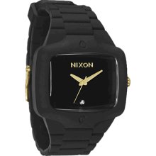 Nixon Rubber Player Matte Black Gold Surf Snow Mx Golf Rap Scuba Watch