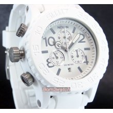 Nixon Watch Unisex Japan Chrono 200m 42mm Solid Steel White Polyu 42-20 A309-100