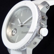 Nixon Watch Women 'raider' Sparling Crystals 40mm Solid Steel White Pu A317-179