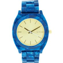 Nixon Women's Time Teller Quartz Yellow Dial Blue Acetate Strap Watch