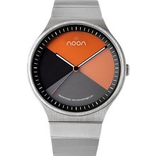 Noon Copenhagen Mens No. 42 Stainless Watch - Silver Bracelet - Orange Dial - 42-002B2