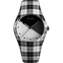 Noon Copenhagen Womens Plaid Kolors Plastic Watch - Black Rubber Strap - White Dial - 01-036