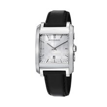 Nova Check Silver Dial Black Leather Strap Men Watch