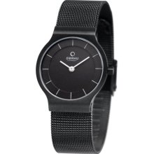 Obaku Harmony Womens Ultra Slim Stainless Watch - Black Bracelet - Black Dial - V133LBBMB