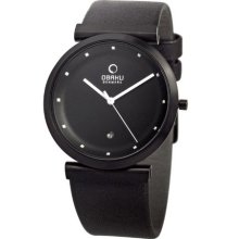 Obaku Unisex Quartz Watch With Black Dial Analogue Display And Black Leather Strap V137ubbrb