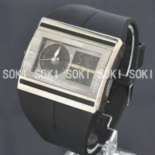 Ohsen Black Color Analog Digital Day Date Mens Wrist Rubber Band Watch W016