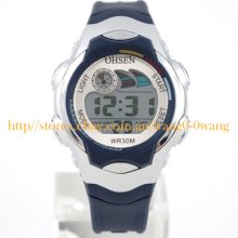 Ohsen Girls Boys Digital Quartz Sport Alarm Light Children Wrist Watches Blue