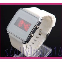 Ohsen Square Red Led Digital Date Day Waterproof Men Women Youth Hot Wrist Watch