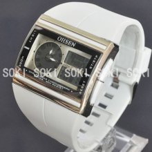 Ohsen White Led Day Date Analog Digital Quartz Womens Bracelet Watch W16w